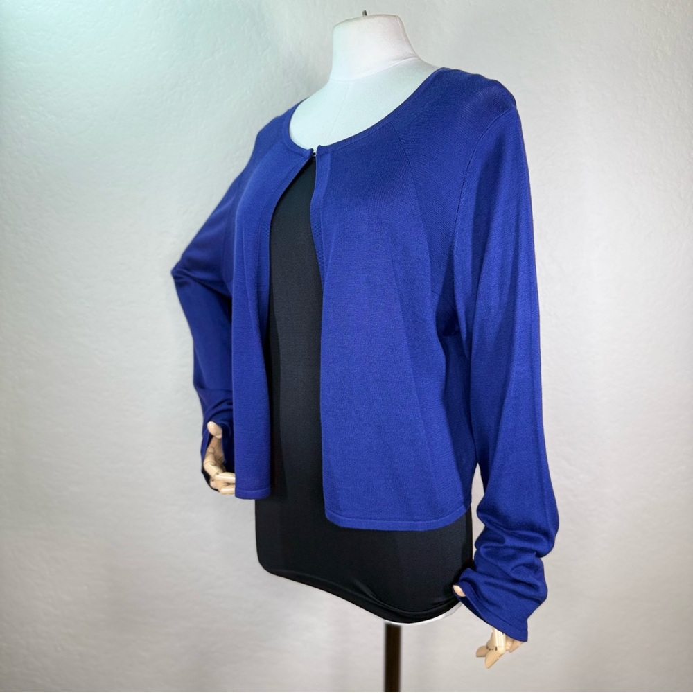 NEW NWT Elie Tahari Micah Boho Blue Open Front Cardigan Sweater Size XL